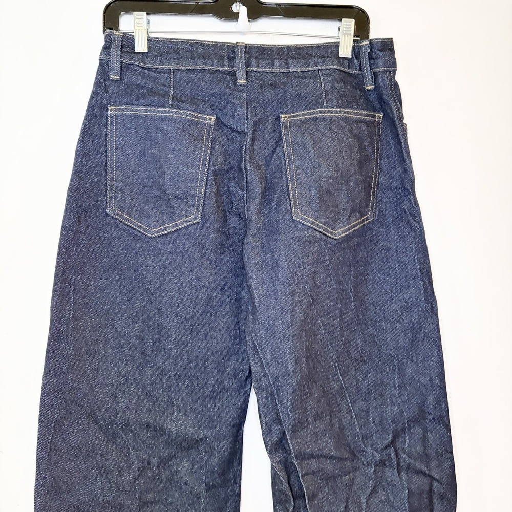 Zara ZW COLLECTION CRACKLED BARREL LOW-RISE JEANS Dark Wash $99 Size 8 - Picture 4 of 7